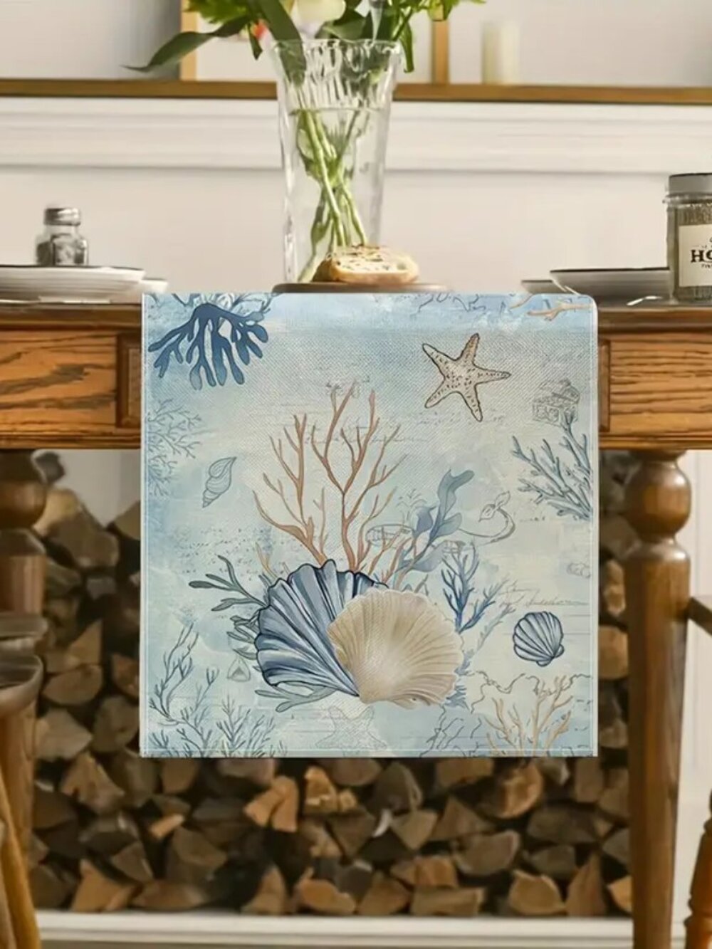Sea Shell Starfish Table Runners - Coastal Decor - Ocean Sea Life Design 72"